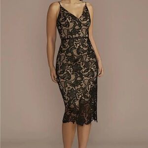 Le Chateau - Elegant Black Lace Midi Dress